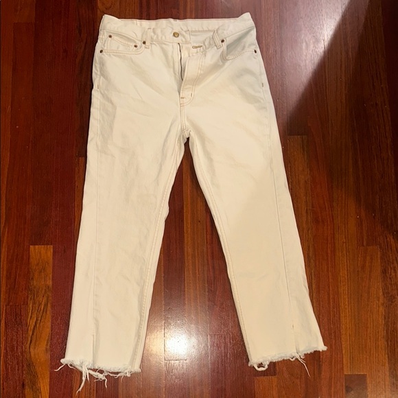 B SIDES Ivory Jeans, Split hem - Picture 1 of 7